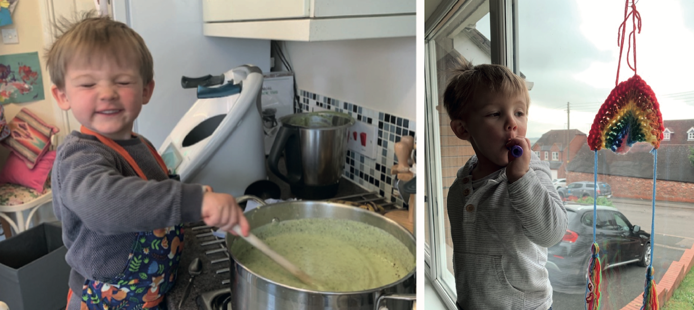 Little Boy Kid Cooking - Little Kid playing toy whistle